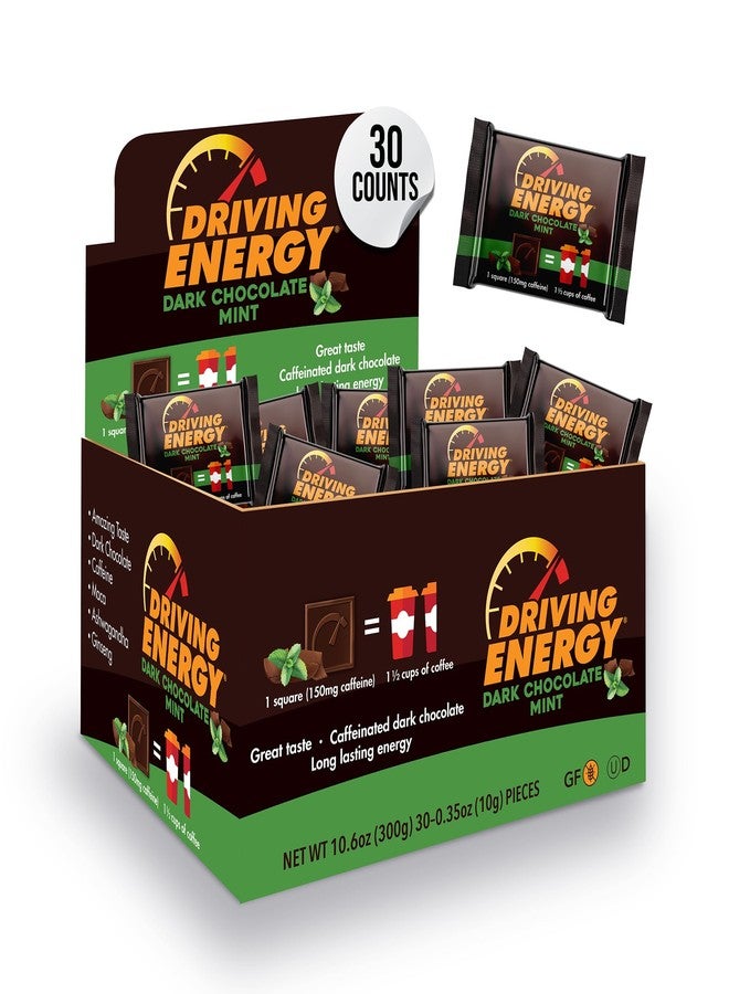 ZenEvo Driving Energy - Caffeinated Energy Bite Size - Dark Chocolate Mint Energy Fuel with 150mg Caffeine - Long-Lasting Energy for Gym, Workout, Adults - Great Taste - Low Carb - Healthy Snack - 30 Count - Image 1
